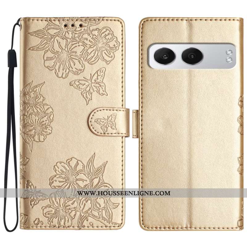 Housse OnePlus Nord 4 Design Floral à Lanière