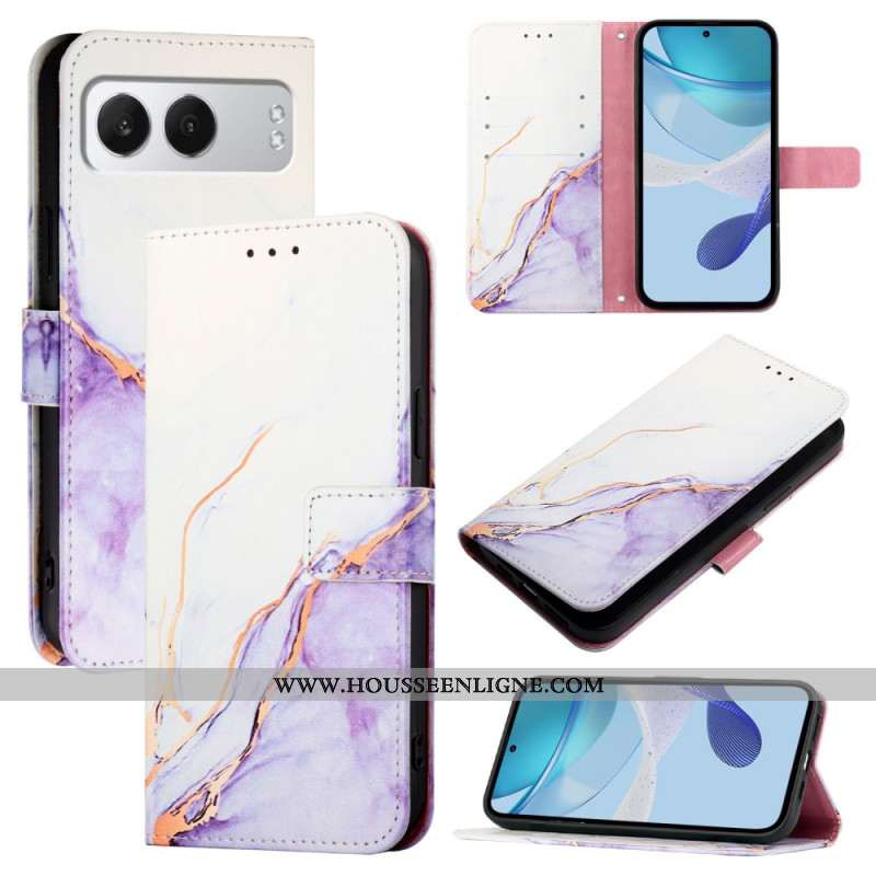 Housse OnePlus Nord 4 Effet Marbre à Lanière