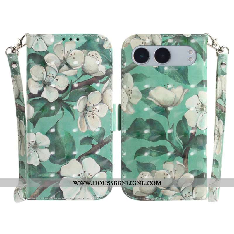 Housse OnePlus Nord 4 Fleurs Aquarelles à Lanière