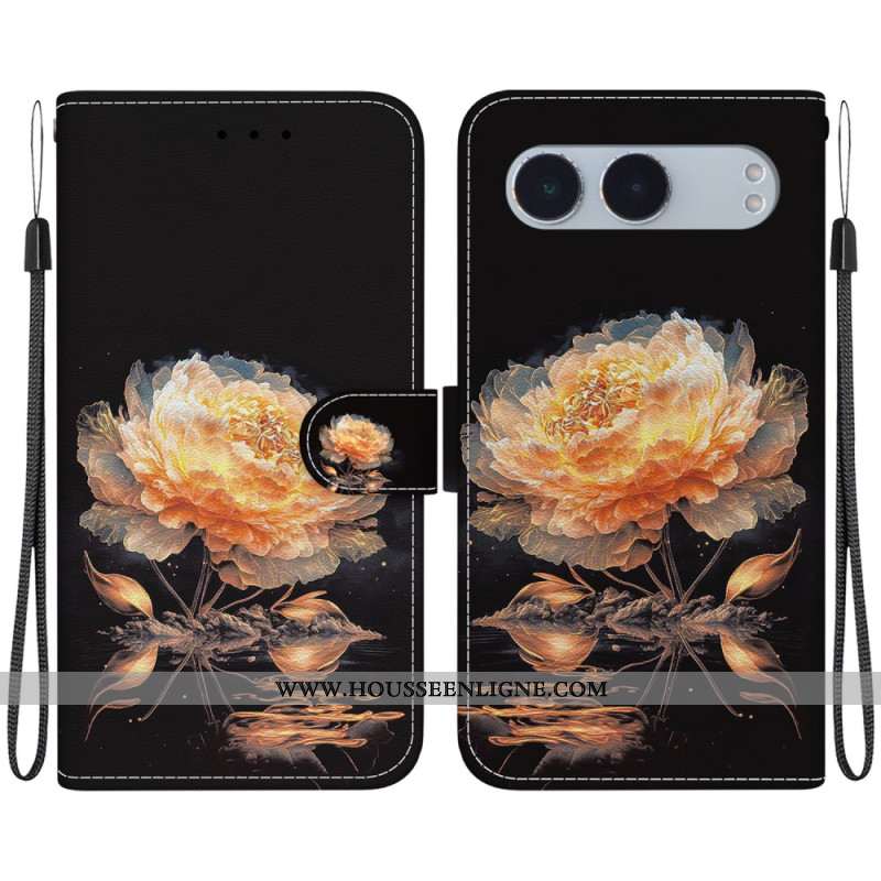 Housse OnePlus Nord 4 Pivoine Dorée à Lanière