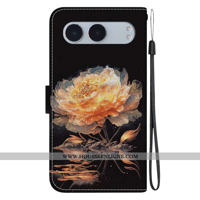 Housse OnePlus Nord 4 Pivoine Dorée à Lanière