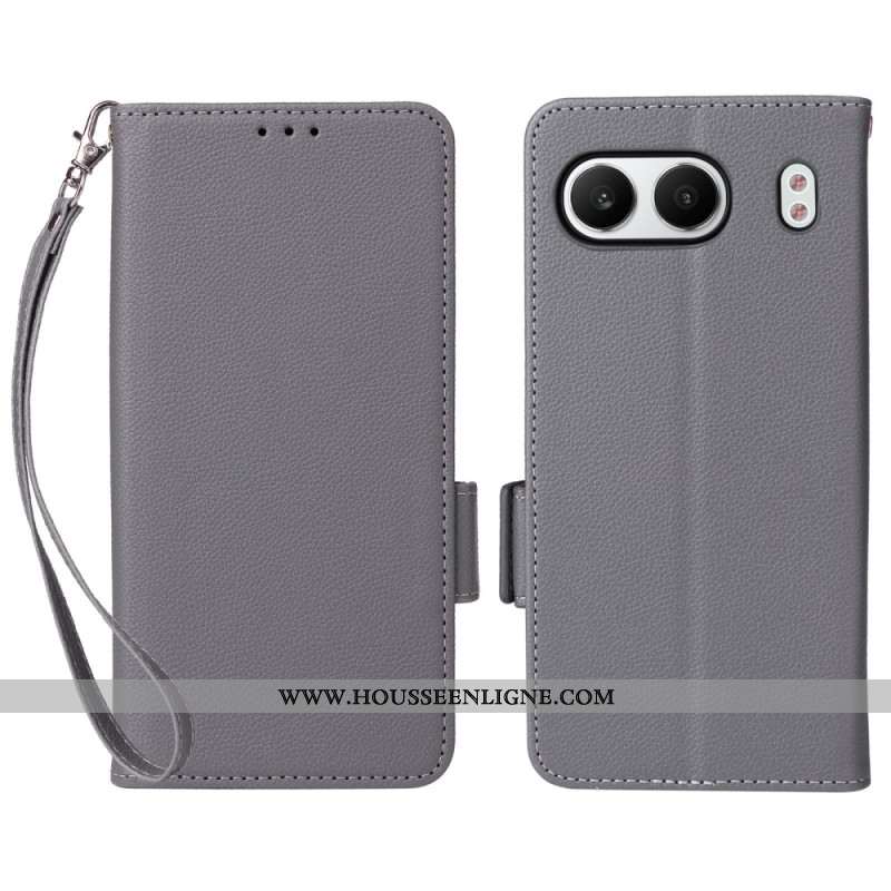 Housse OnePlus Nord 4 Texture Litchi à Lanière