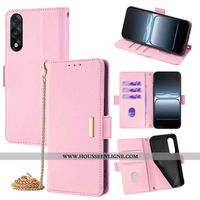 Housse OnePlus Nord 5 Fermoir Doré et Lanière
