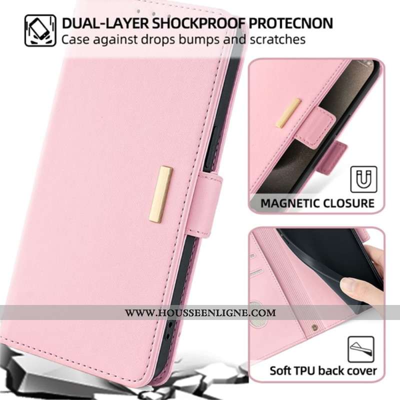 Housse OnePlus Nord 5 Fermoir Doré et Lanière