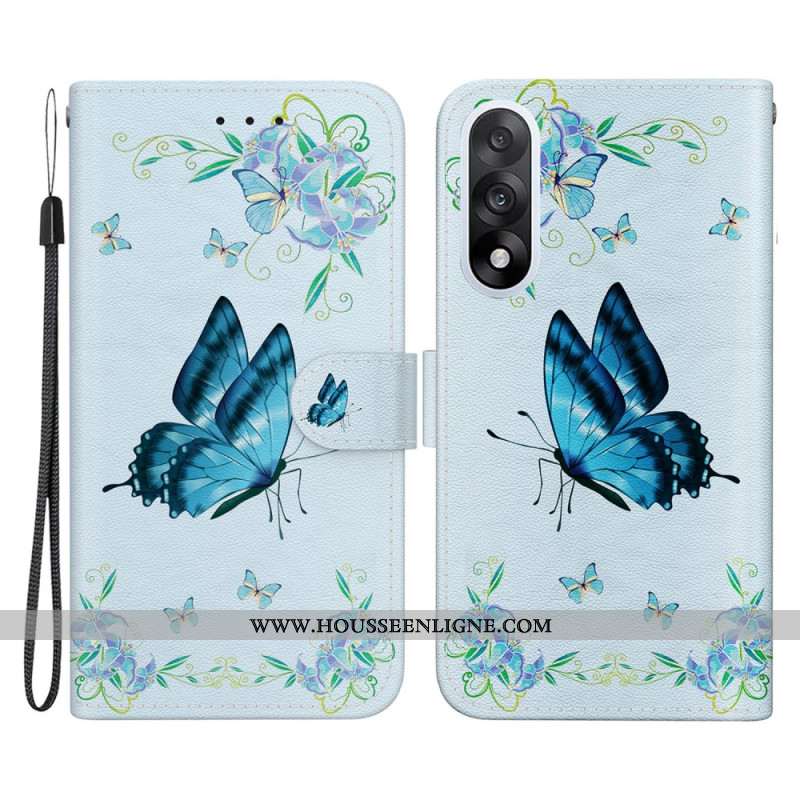 Housse OnePlus Nord 5 Papillon Bleu et Fleur