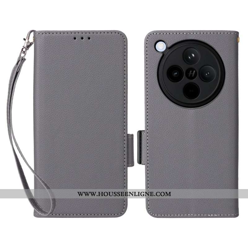 Housse Oppo Find X8 Simili Cuir Litchi à Lanière