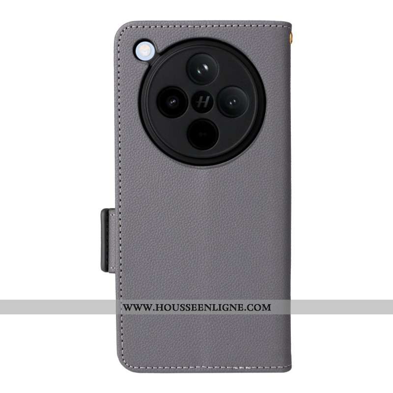 Housse Oppo Find X8 Simili Cuir Litchi à Lanière