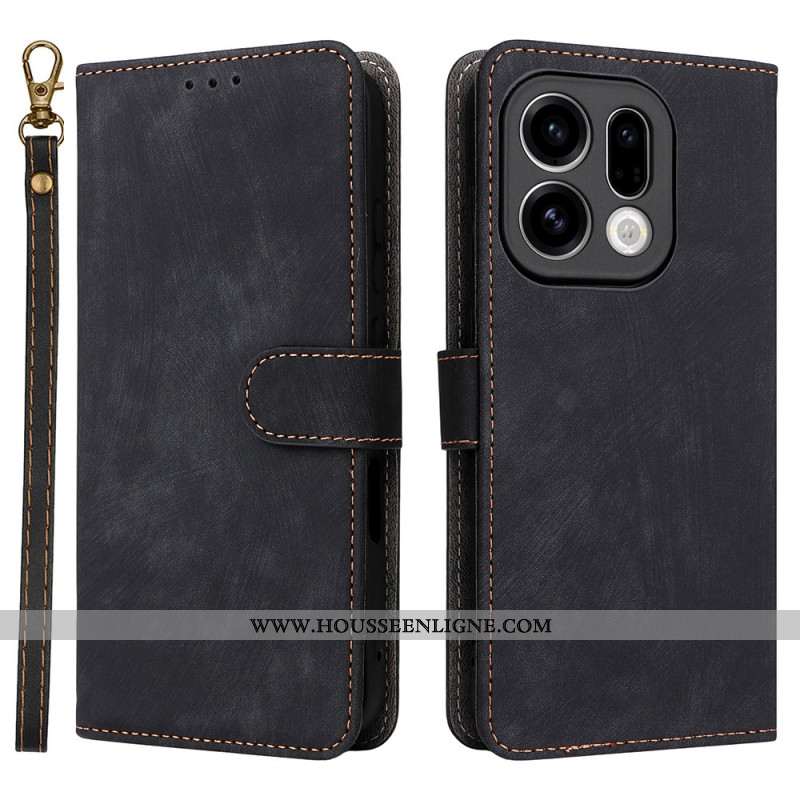 Housse Oppo Find X9 5G Effet Daim à Lanière