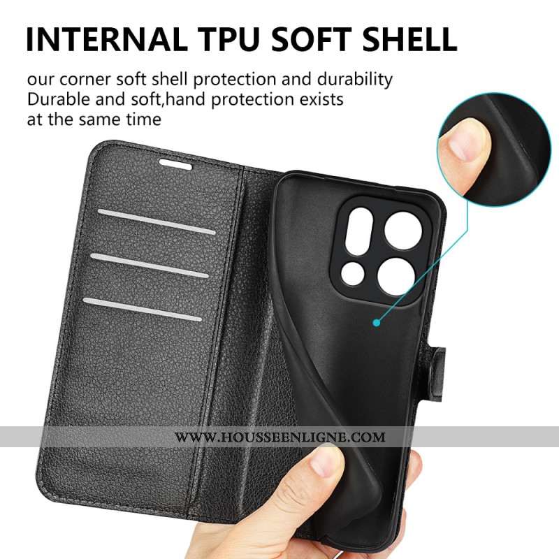 Housse Oppo Find X9 5G Siimili Cuir Litchi