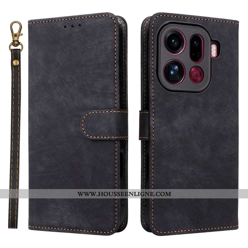 Housse Oppo Find X9 Pro 5G Effet Daim à Lanière
