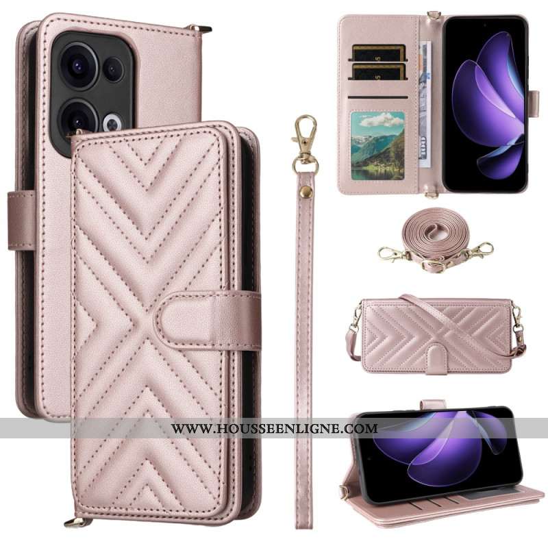 Housse Oppo Reno 13 5G Design Rétro avec Lanière et Bandoulière