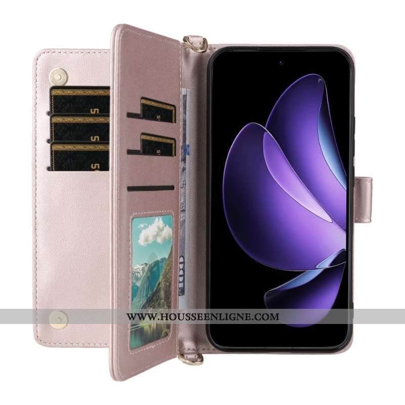 Housse Oppo Reno 13 5G Design Rétro avec Lanière et Bandoulière