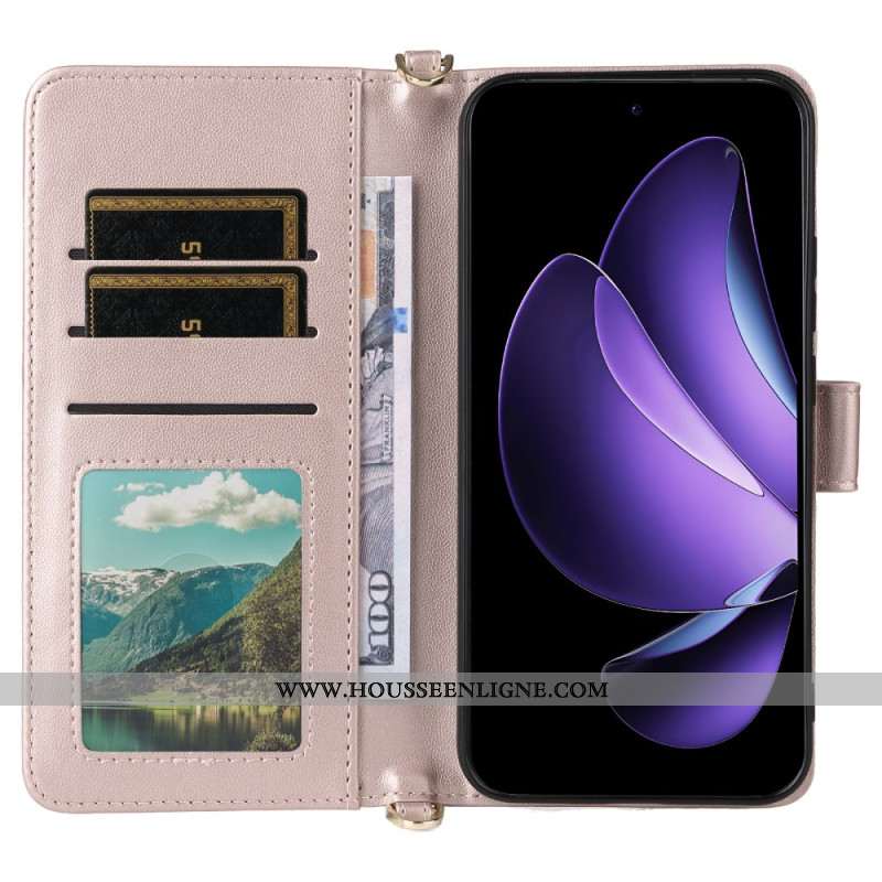 Housse Oppo Reno 13 5G Design Rétro avec Lanière et Bandoulière