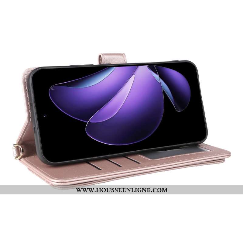 Housse Oppo Reno 13 5G Design Rétro avec Lanière et Bandoulière