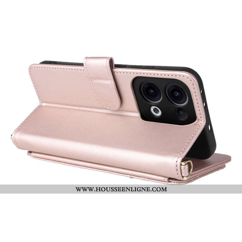 Housse Oppo Reno 13 5G Design Rétro avec Lanière et Bandoulière