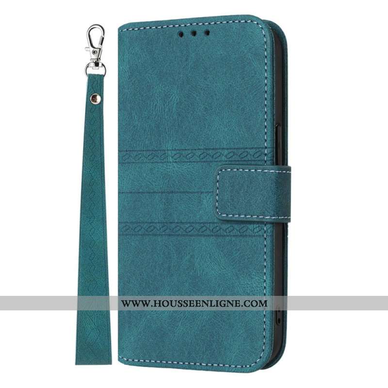 Housse Oppo Reno 13 5G Double Frise à Lanière