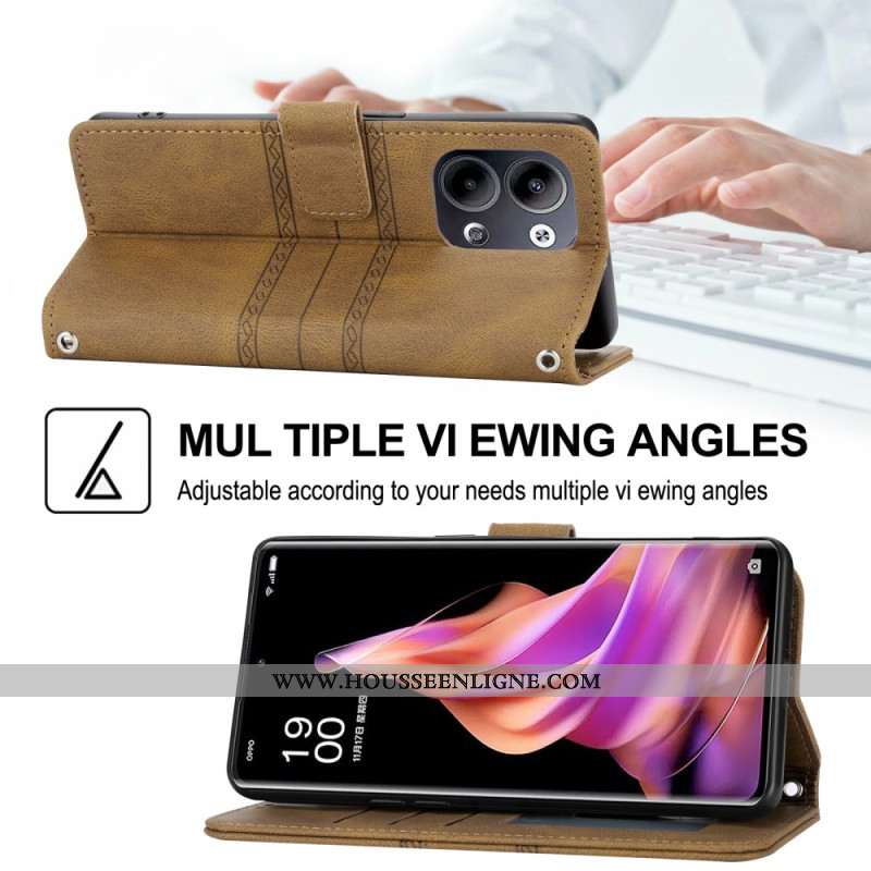 Housse Oppo Reno 13 5G Double Frise à Lanière