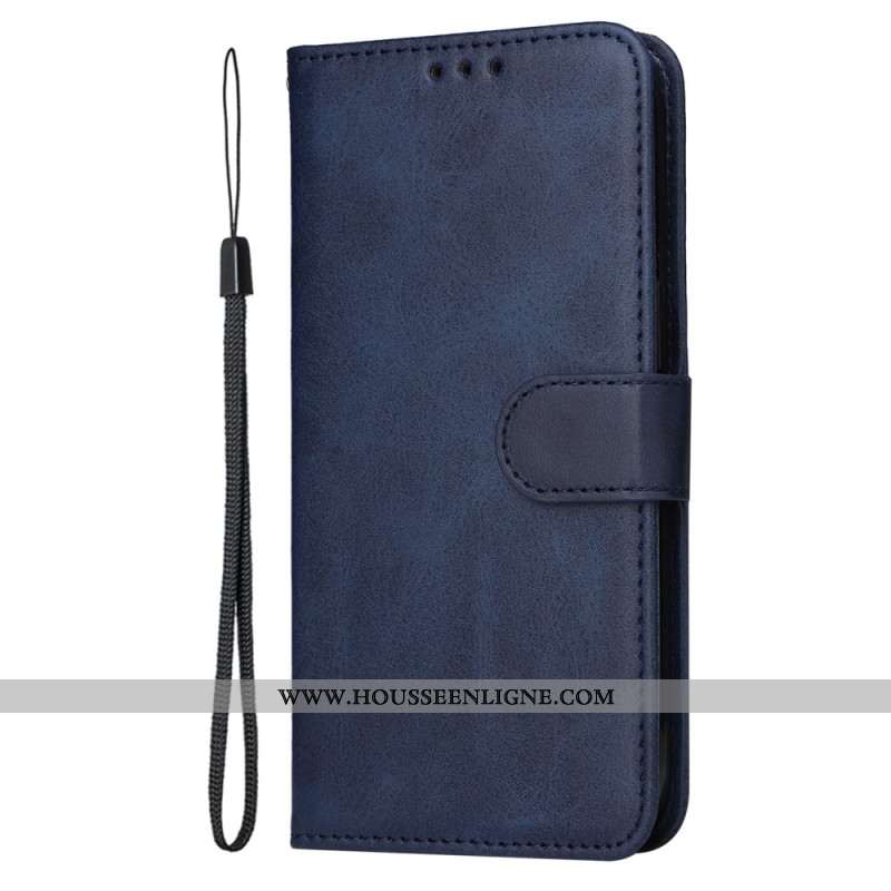 Housse Oppo Reno 13 5G Effet Cuir Uni à Lanière