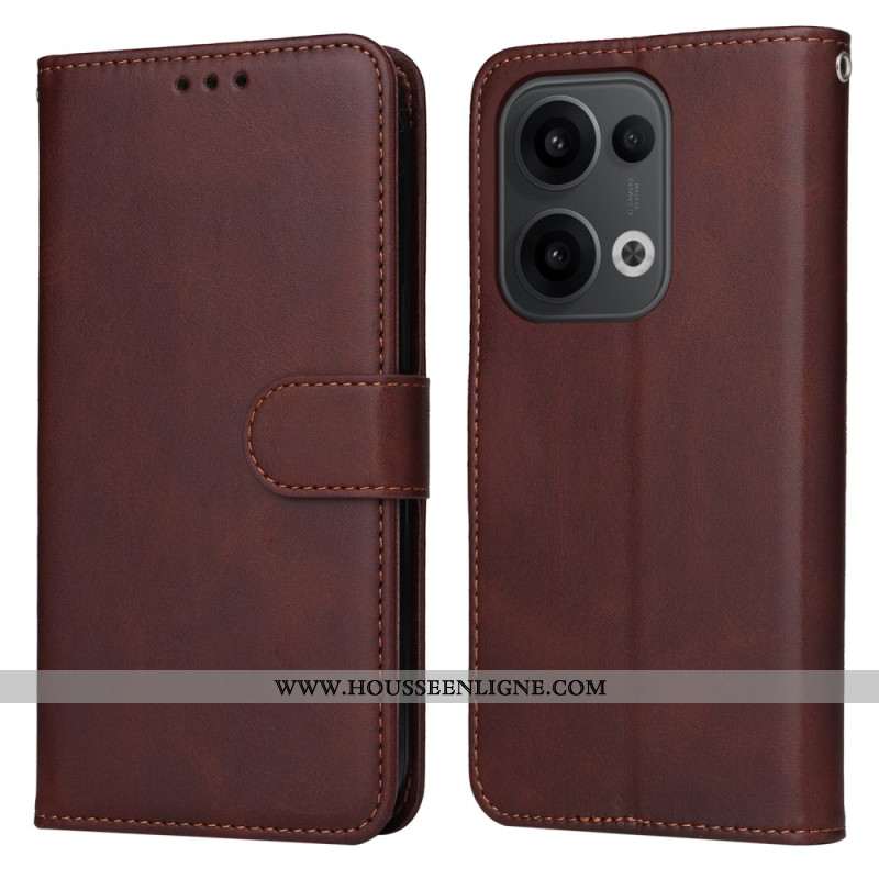 Housse Oppo Reno 13 5G Effet Cuir Uni à Lanière