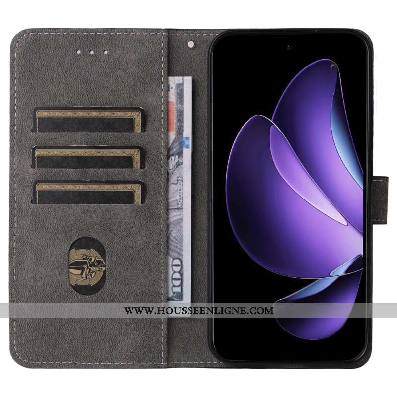 Housse Oppo Reno 13 5G Effet Daim Protection RFID à Lanière