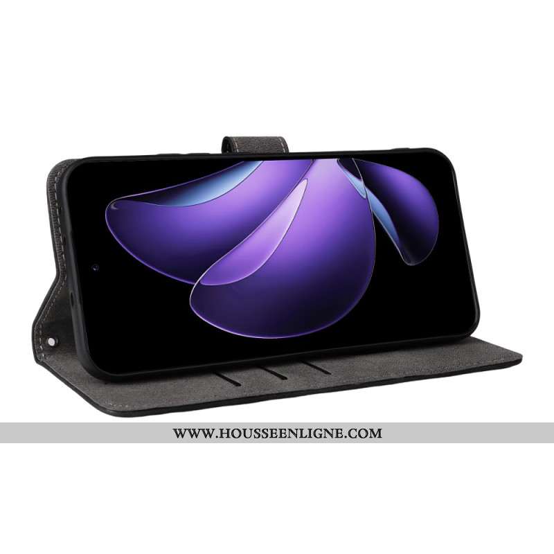 Housse Oppo Reno 13 5G Effet Daim Protection RFID à Lanière