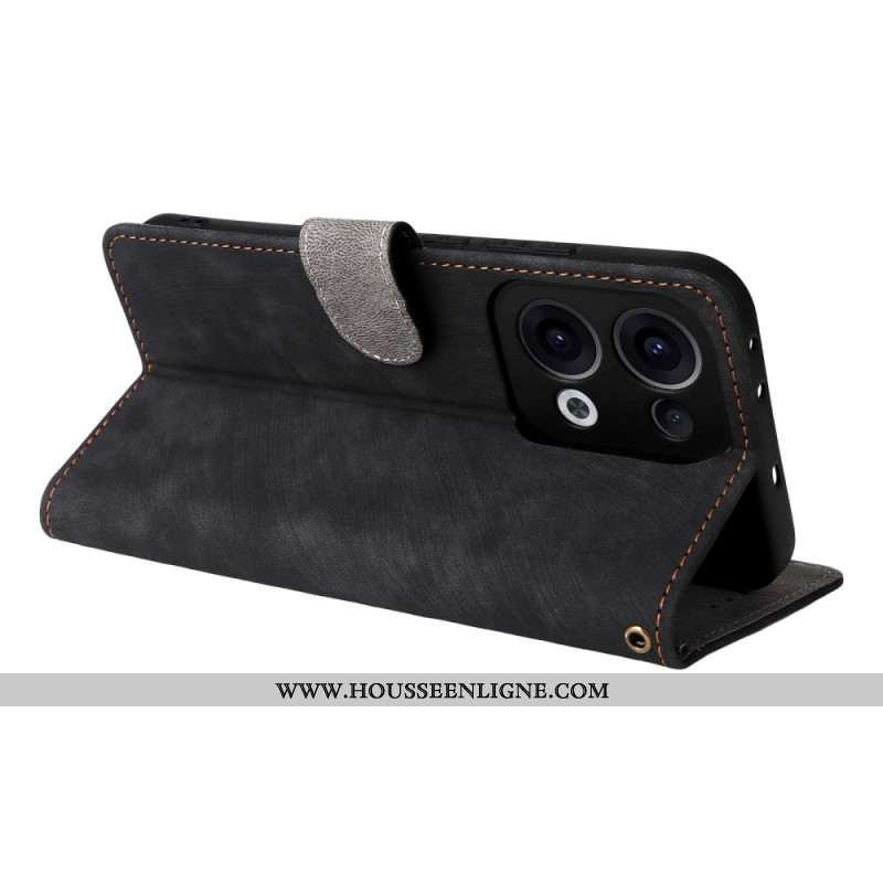 Housse Oppo Reno 13 5G Effet Daim Protection RFID à Lanière