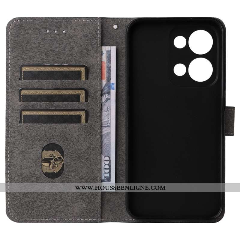 Housse Oppo Reno 13 5G Effet Daim Protection RFID à Lanière