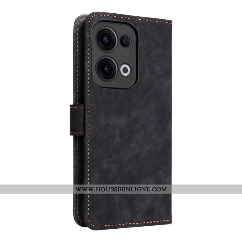 Housse Oppo Reno 13 5G Effet Daim Protection RFID à Lanière