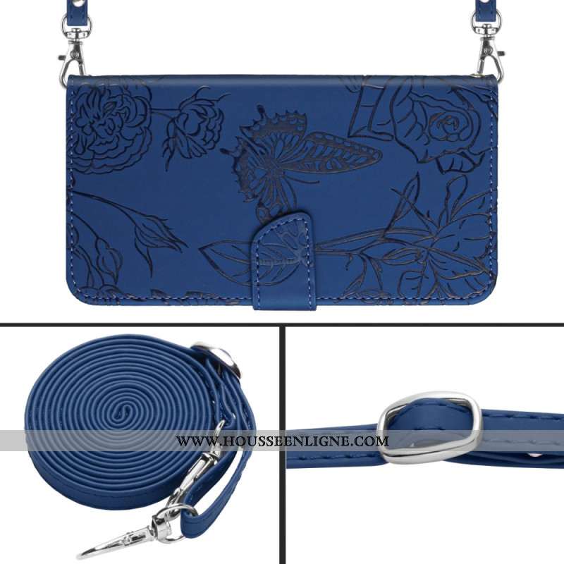 Housse Oppo Reno 13 5G Empreinte Papillons à Bandoulière