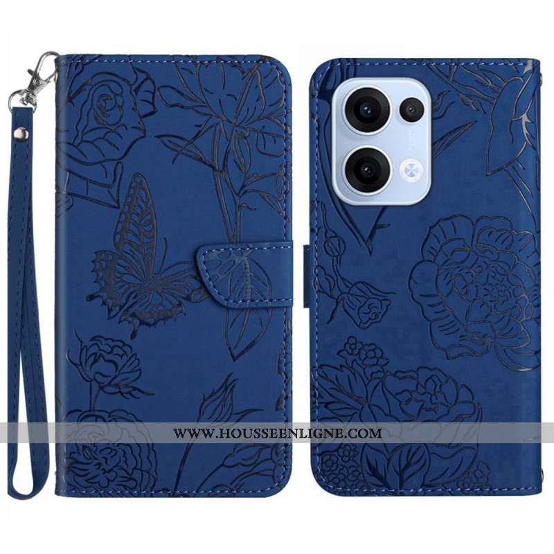 Housse Oppo Reno 13 5G Empreinte Papillons à Lanière