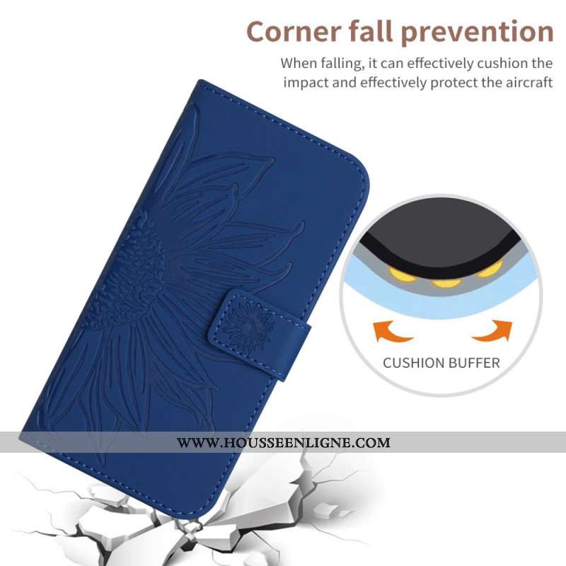 Housse Oppo Reno 13 5G Empreinte Tournesol à Lanière