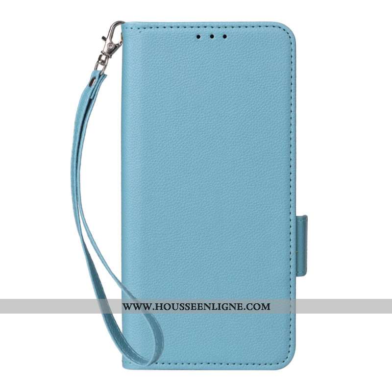 Housse Oppo Reno 13 5G Simili Cuir Litchi à Lanière