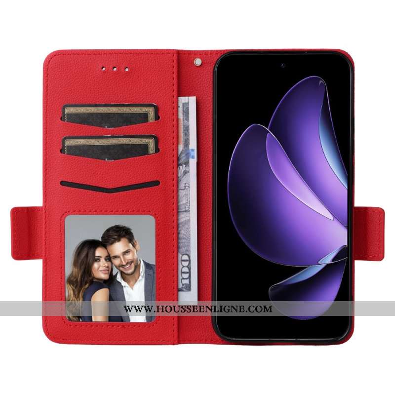 Housse Oppo Reno 13 5G Simili Cuir Litchi à Lanière