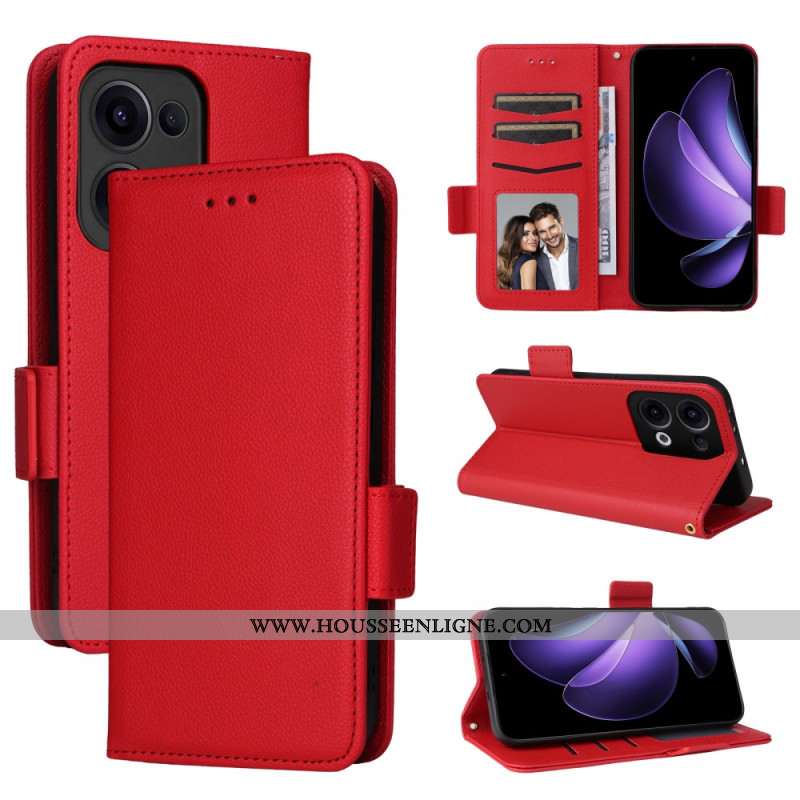 Housse Oppo Reno 13 5G Simili Cuir Litchi à Lanière