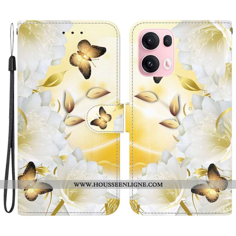 Housse Oppo Reno 13 Pro 5G Papillons Blancs et Fleurs Blanches