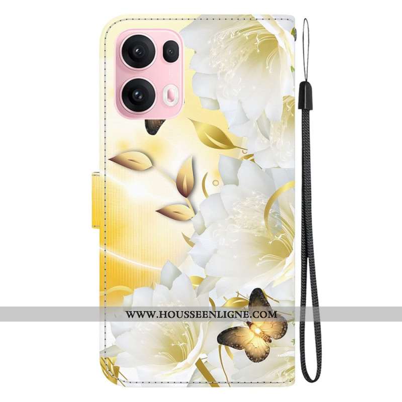 Housse Oppo Reno 13 Pro 5G Papillons Blancs et Fleurs Blanches