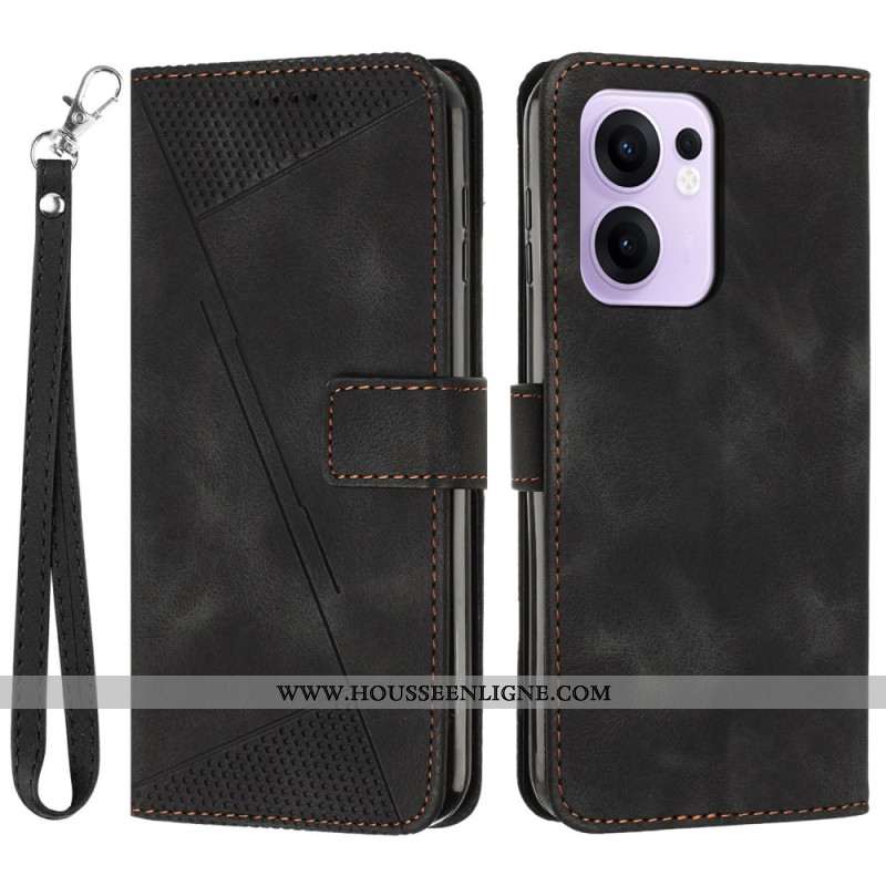 Housse Oppo Reno 13F 4G / 5G / FS 5G Lignes Géométriques à Lanière