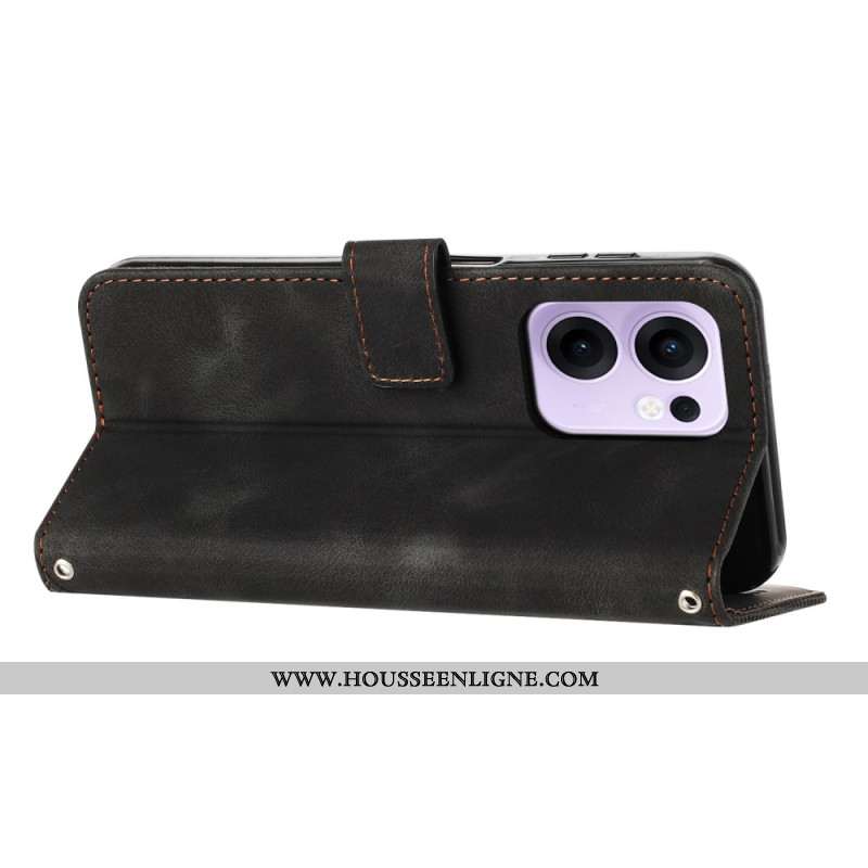 Housse Oppo Reno 13F 4G / 5G / FS 5G Lignes Géométriques à Lanière