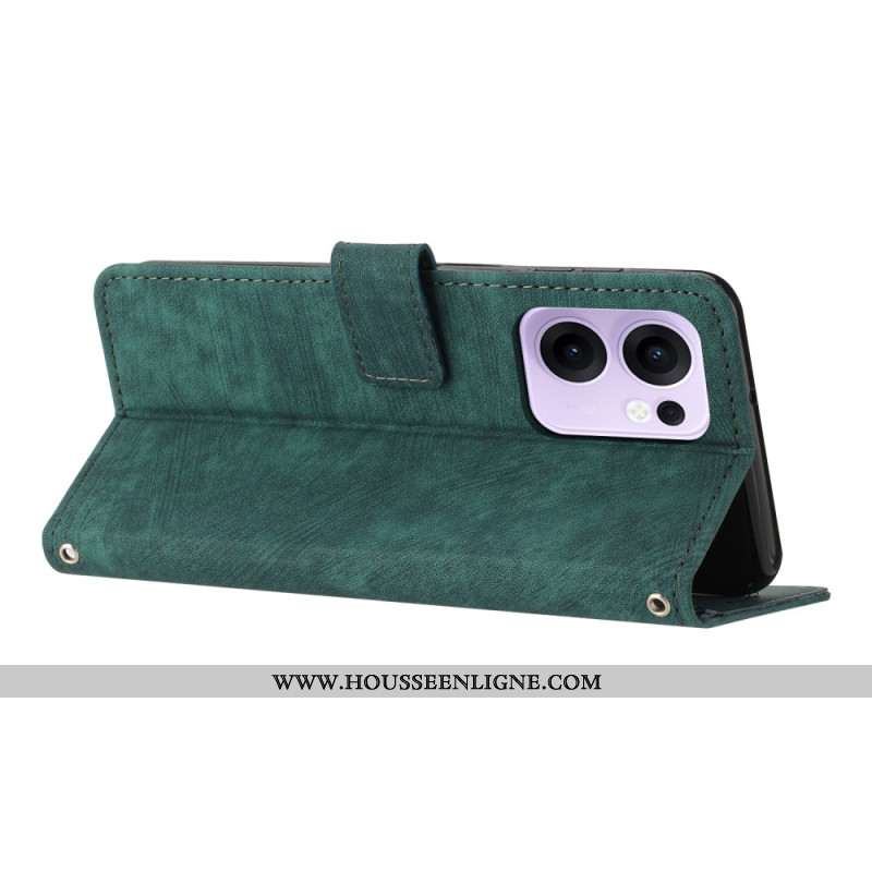 Housse Oppo Reno 13F 4G / 5G / FS 5G Lignes Géométriques à Lanière