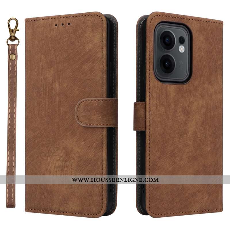 Housse Oppo Reno 13F 4G / 5G / FS 5G Portefeuille RFID à Lanière