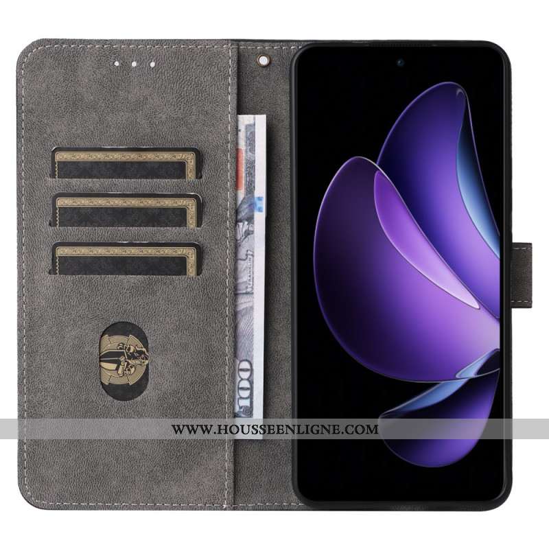 Housse Oppo Reno 13F 4G / 5G / FS 5G Portefeuille RFID à Lanière