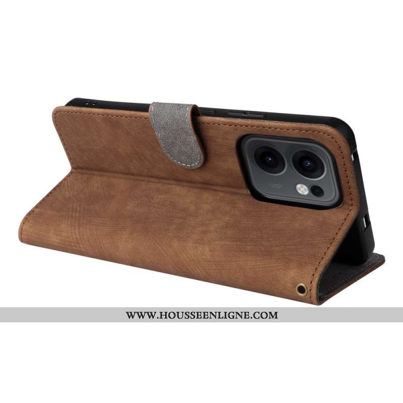 Housse Oppo Reno 13F 4G / 5G / FS 5G Portefeuille RFID à Lanière