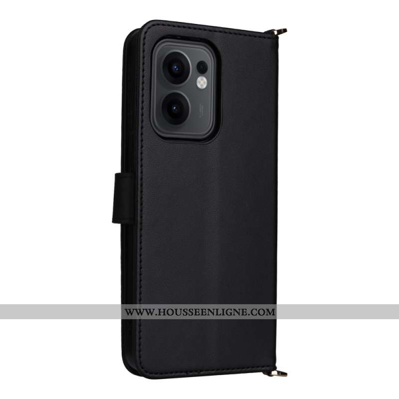 Housse Oppo Reno 13F 4G / 5G / FS 5G Premium Rétro à Bandoulière et Lanière