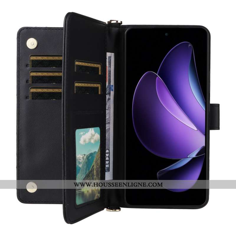 Housse Oppo Reno 13F 4G / 5G / FS 5G Premium Rétro à Bandoulière et Lanière