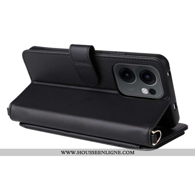 Housse Oppo Reno 13F 4G / 5G / FS 5G Premium Rétro à Bandoulière et Lanière