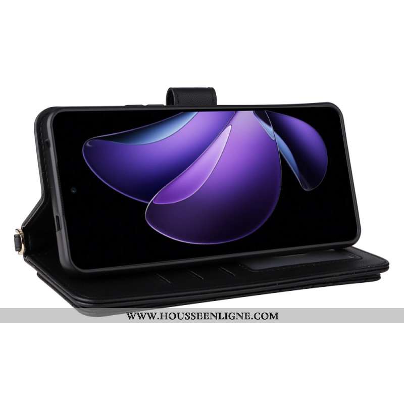 Housse Oppo Reno 13F 4G / 5G / FS 5G Premium Rétro à Bandoulière et Lanière