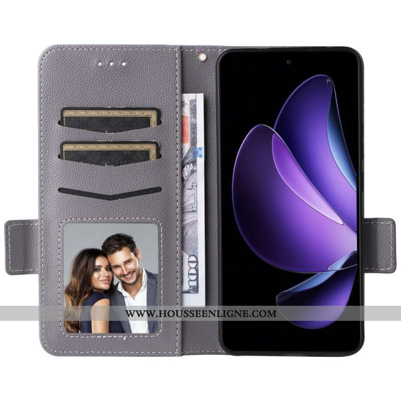 Housse Oppo Reno 13F 4G / 5G / FS 5G Simili Cuir Litchi à Lanière