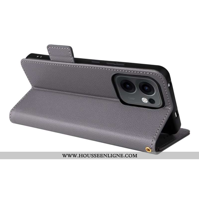 Housse Oppo Reno 13F 4G / 5G / FS 5G Simili Cuir Litchi à Lanière