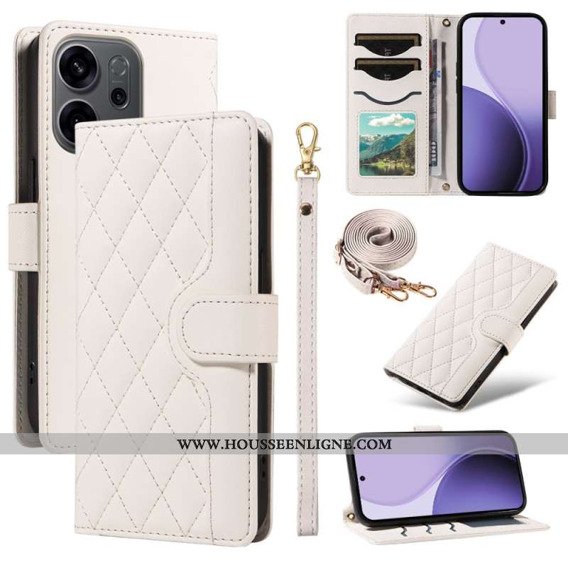 Housse Oppo Reno 14 5G / 14F 5G Matelassée avec Lanière et Bandoulière