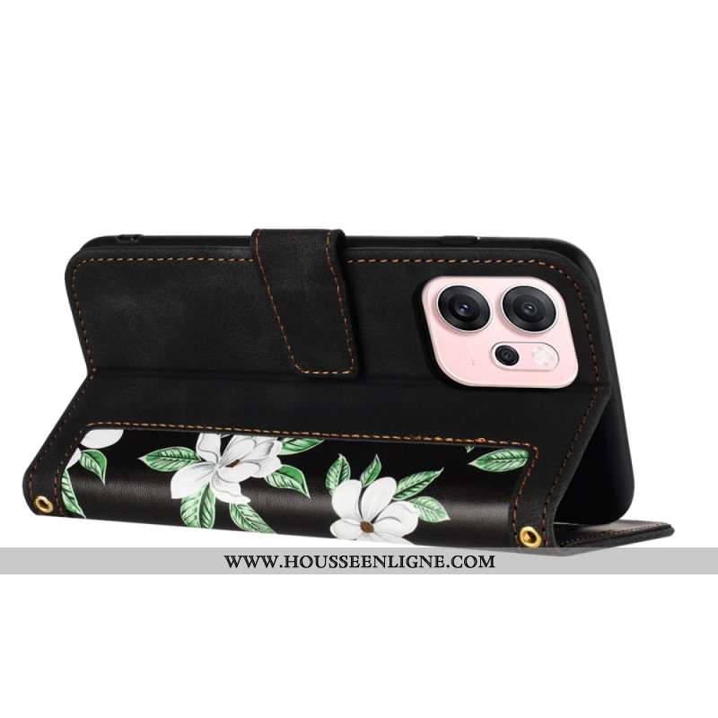 Housse Oppo Reno 14 5G Design Floral à Lanière